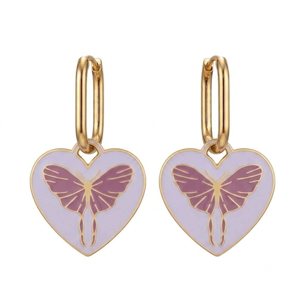 Boucles d'oreilles - Créoles coeur butterfly