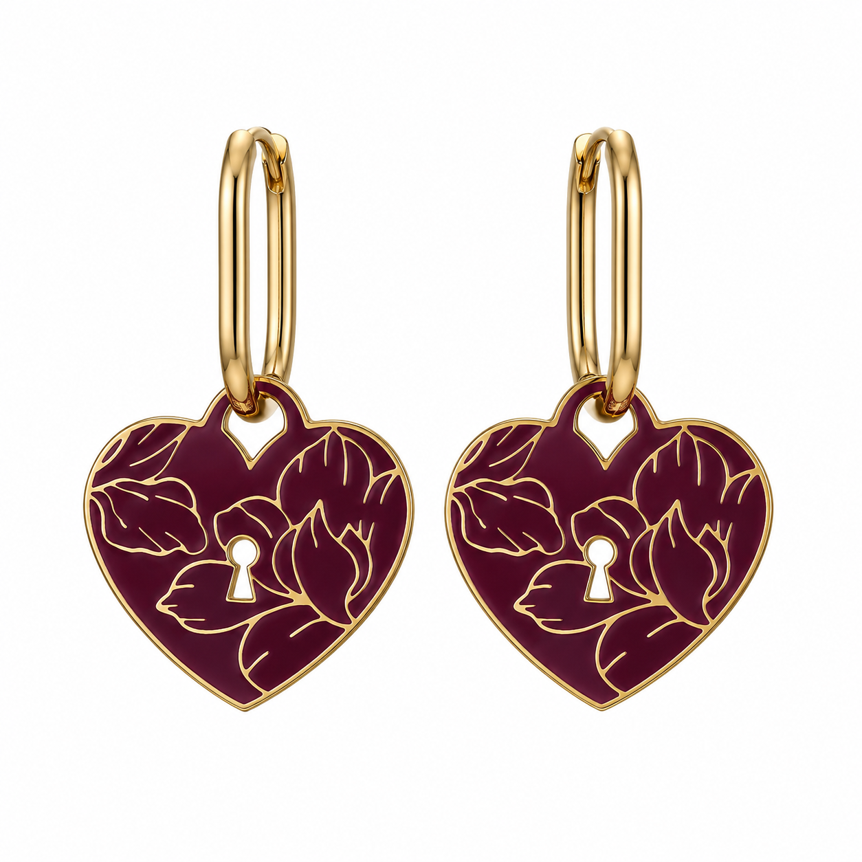 Boucles d'oreilles - créoles coeur "secret"