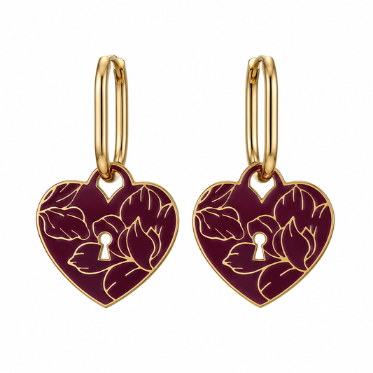 Boucles d'oreilles - créoles coeur "secret"