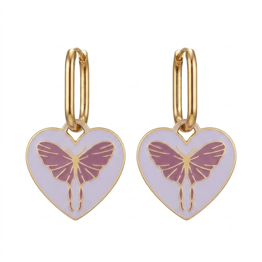 Boucles d'oreilles - Créoles coeur butterfly