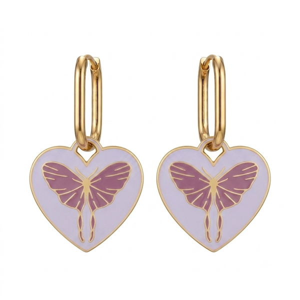 Boucles d'oreilles - Créoles coeur butterfly