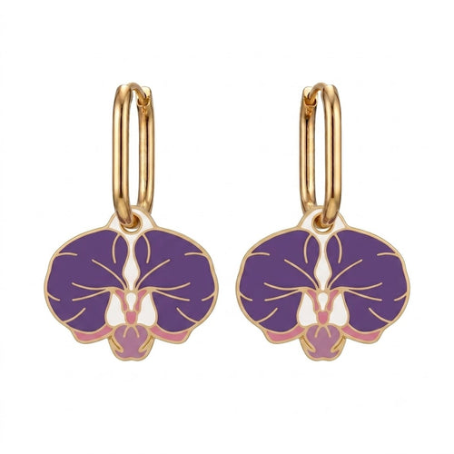 Boucles d'oreilles - Créoles orchidée