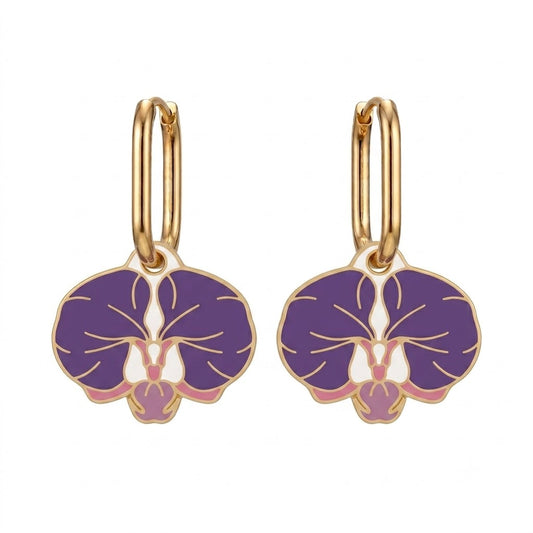 Boucles d'oreilles - Créoles orchidée
