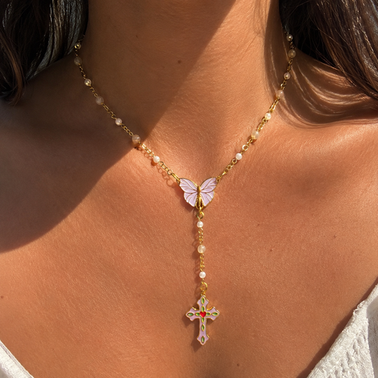 Collier chapelet - perles semi-précieuses.