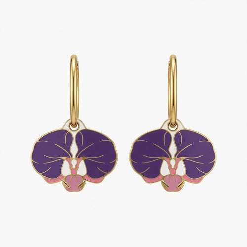 Boucles d'oreilles - Créoles orchidée