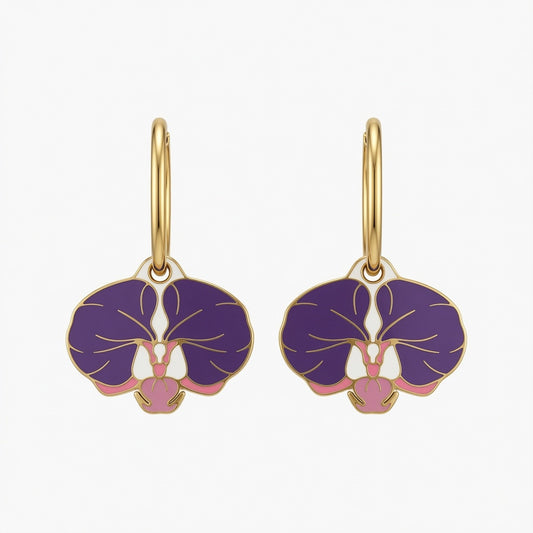 Boucles d'oreilles - Créoles orchidée